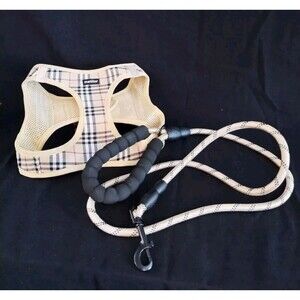 Matilor Plaid Black Tan and Red Size XL Dog Harness And Matching Leash Set